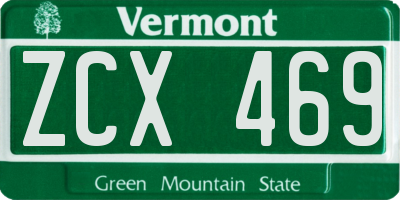 VT license plate ZCX469