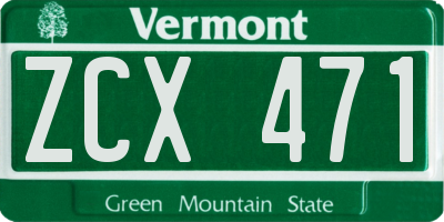 VT license plate ZCX471