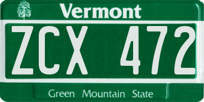 VT license plate ZCX472