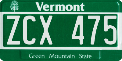VT license plate ZCX475