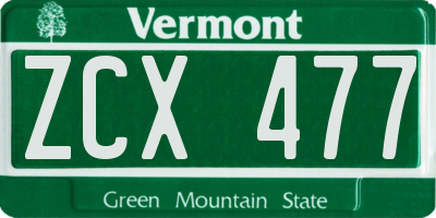 VT license plate ZCX477
