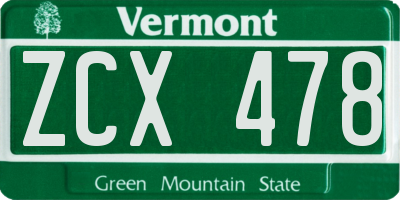 VT license plate ZCX478