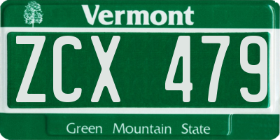 VT license plate ZCX479