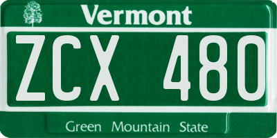 VT license plate ZCX480