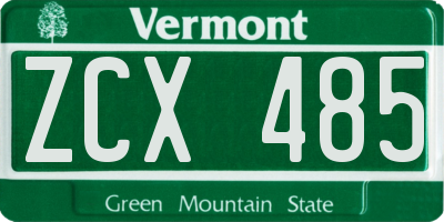 VT license plate ZCX485