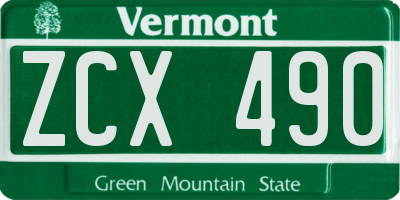 VT license plate ZCX490