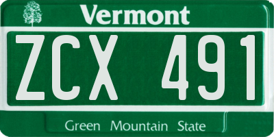 VT license plate ZCX491