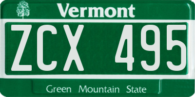 VT license plate ZCX495