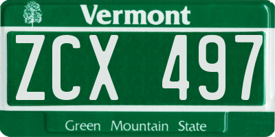 VT license plate ZCX497
