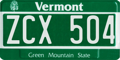 VT license plate ZCX504