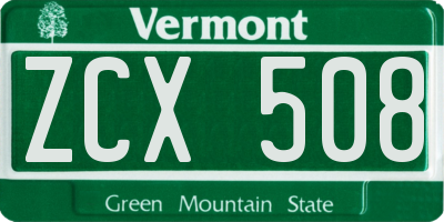 VT license plate ZCX508
