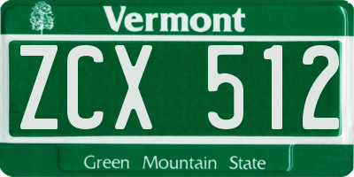 VT license plate ZCX512