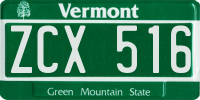 VT license plate ZCX516