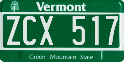 VT license plate ZCX517