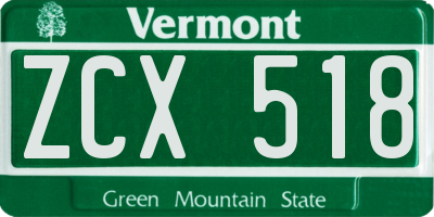 VT license plate ZCX518