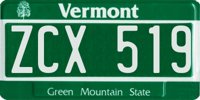 VT license plate ZCX519