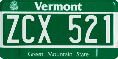 VT license plate ZCX521