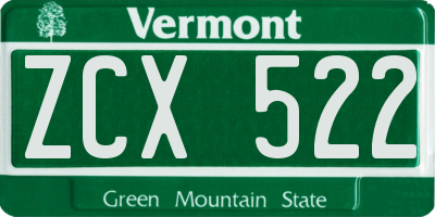 VT license plate ZCX522