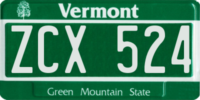 VT license plate ZCX524