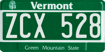 VT license plate ZCX528