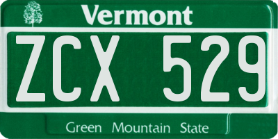 VT license plate ZCX529