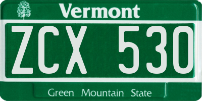VT license plate ZCX530