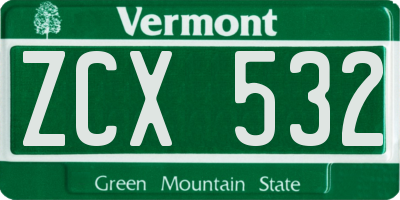 VT license plate ZCX532