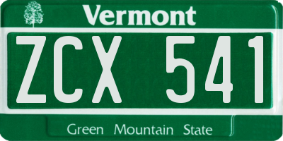 VT license plate ZCX541