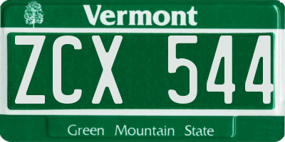 VT license plate ZCX544