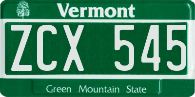 VT license plate ZCX545