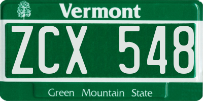 VT license plate ZCX548