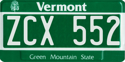 VT license plate ZCX552