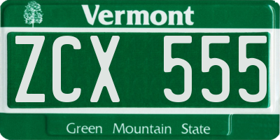 VT license plate ZCX555