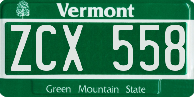 VT license plate ZCX558