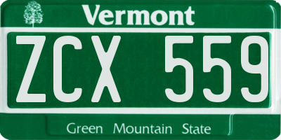 VT license plate ZCX559