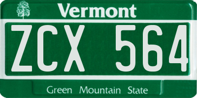 VT license plate ZCX564
