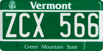 VT license plate ZCX566