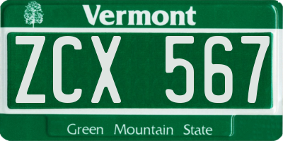 VT license plate ZCX567