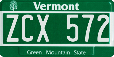 VT license plate ZCX572