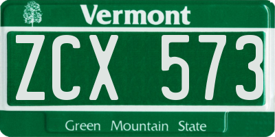 VT license plate ZCX573