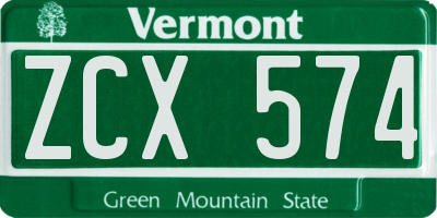 VT license plate ZCX574