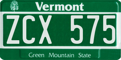 VT license plate ZCX575