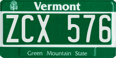 VT license plate ZCX576