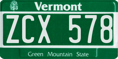 VT license plate ZCX578