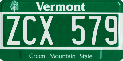 VT license plate ZCX579