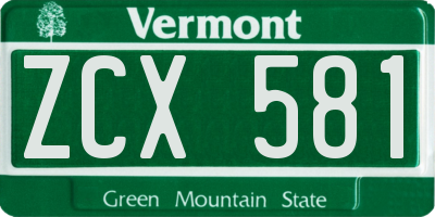 VT license plate ZCX581