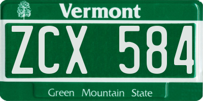 VT license plate ZCX584
