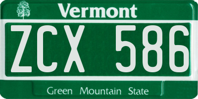 VT license plate ZCX586