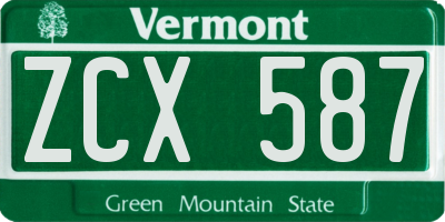VT license plate ZCX587