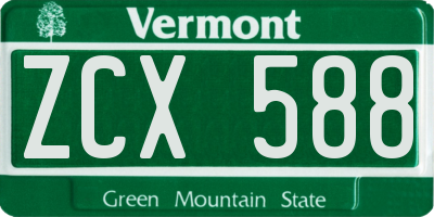 VT license plate ZCX588